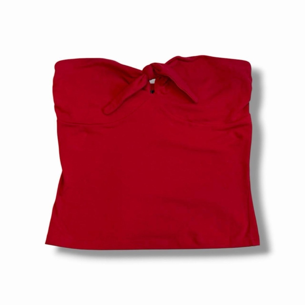 Moda International Red Strapless Keyhole Tube Top Sz M Y2K - Picture 4 of 6